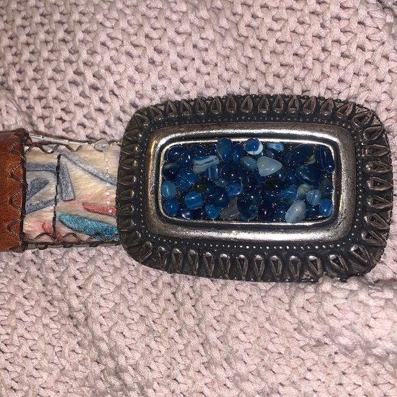Post & Co Italian fur/leather and stone belt main image 5